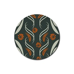 Folk Flowers Print Floral Pattern Ethnic Art Rubber Coaster (round) by Eskimos