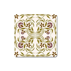 Folk Flowers Print Floral Pattern Ethnic Art Square Magnet