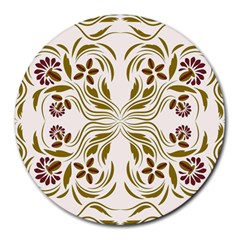 Folk Flowers Print Floral Pattern Ethnic Art Round Mousepads by Eskimos