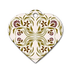 Folk Flowers Print Floral Pattern Ethnic Art Dog Tag Heart (two Sides) by Eskimos