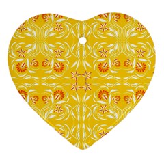 Folk Flowers Print Floral Pattern Ethnic Art Heart Ornament (two Sides) by Eskimos