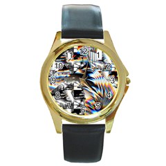 Rainbow Assault Round Gold Metal Watch by MRNStudios