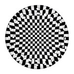 Illusion Checkerboard Black And White Pattern Ornament (Round Filigree) Front