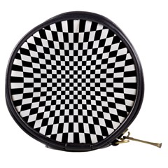 Illusion Checkerboard Black And White Pattern Mini Makeup Bag by Nexatart