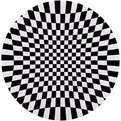 Illusion Checkerboard Black And White Pattern Uv Print Round Tile Coaster by Nexatart