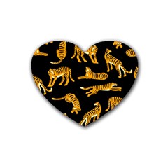 Seamless-exotic-pattern-with-tigers Rubber Coaster (heart)