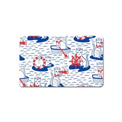 Nautical Cats Seamless Pattern Magnet (name Card) by Jancukart