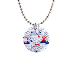 Nautical Cats Seamless Pattern 1  Button Necklace by Jancukart