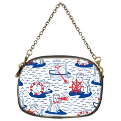 Nautical Cats Seamless Pattern Chain Purse (two Sides)