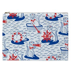 Nautical Cats Seamless Pattern Cosmetic Bag (xxl) by Jancukart