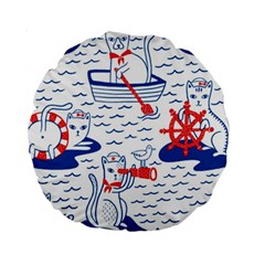 Nautical Cats Seamless Pattern Standard 15  Premium Round Cushions
