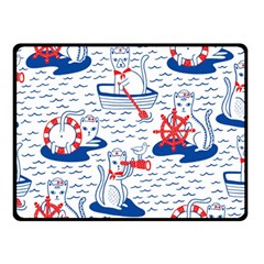 Nautical Cats Seamless Pattern Double Sided Fleece Blanket (small)  by Jancukart