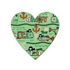 Seamless Pattern Fishes Pirates Cartoon Heart Magnet