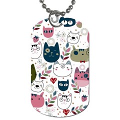 Pattern With Cute Cat Heads Dog Tag (one Side)