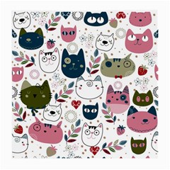 Pattern With Cute Cat Heads Medium Glasses Cloth