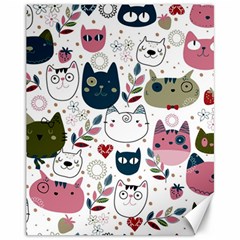 Pattern With Cute Cat Heads Canvas 11  X 14 