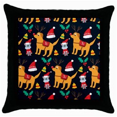 Funny Christmas Pattern Background Throw Pillow Case (black)