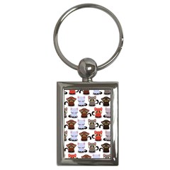 Seamless Pattern With Cute Little Kittens Various Color Key Chain (rectangle)