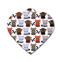 Seamless Pattern With Cute Little Kittens Various Color Dog Tag Heart (two Sides)