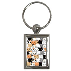 Cute-cat-kitten-cartoon-doodle-seamless-pattern Key Chain (rectangle)