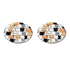 Cute-cat-kitten-cartoon-doodle-seamless-pattern Cufflinks (oval)