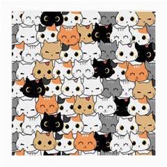 Cute-cat-kitten-cartoon-doodle-seamless-pattern Medium Glasses Cloth (2 Sides)