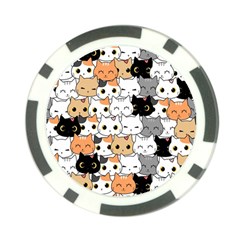 Cute-cat-kitten-cartoon-doodle-seamless-pattern Poker Chip Card Guard by Jancukart