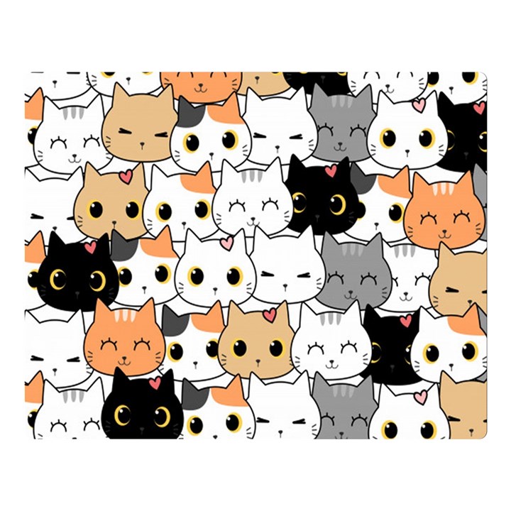 Cute-cat-kitten-cartoon-doodle-seamless-pattern Double Sided Flano Blanket (Large) 