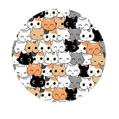 Cute-cat-kitten-cartoon-doodle-seamless-pattern Mini Round Pill Box (pack Of 3)