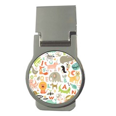 Children Alphabet Seamless Pattern Money Clips (round) 