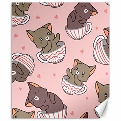 Seamless Pattern Adorable Cat Inside Cup Canvas 8  X 10 