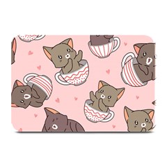 Seamless Pattern Adorable Cat Inside Cup Plate Mats