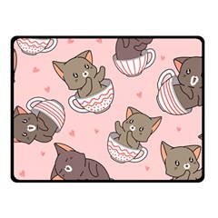 Seamless Pattern Adorable Cat Inside Cup Double Sided Fleece Blanket (small)  by Jancukart