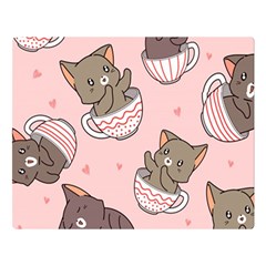 Seamless Pattern Adorable Cat Inside Cup Double Sided Flano Blanket (large)  by Jancukart