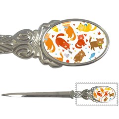 Seamless Pattern With Kittens White Background Letter Opener