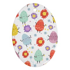 Easter Seamless Pattern With Cute Eggs Flowers Ornament (oval)