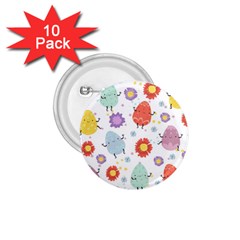 Easter Seamless Pattern With Cute Eggs Flowers 1 75  Buttons (10 Pack)