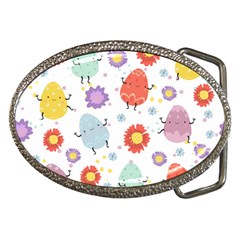 Easter Seamless Pattern With Cute Eggs Flowers Belt Buckles by Jancukart