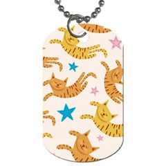 Cute Cats Seamless Pattern With Stars Funny Drawing Kittens Dog Tag (two Sides)