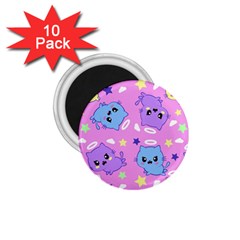 Seamless Pattern With Cute Kawaii Kittens 1 75  Magnets (10 Pack) 