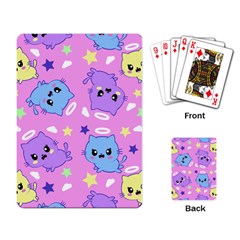 Seamless Pattern With Cute Kawaii Kittens Playing Cards Single Design (rectangle)