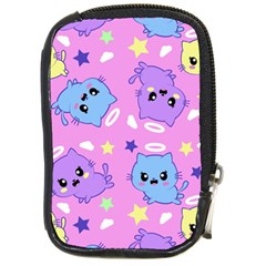 Seamless Pattern With Cute Kawaii Kittens Compact Camera Leather Case by Jancukart