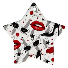 Red Lips Black Heels Pattern Ornament (star)