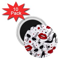 Red Lips Black Heels Pattern 1 75  Magnets (10 Pack) 