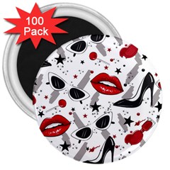 Red Lips Black Heels Pattern 3  Magnets (100 Pack)