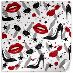 Red Lips Black Heels Pattern Canvas 12  X 12 