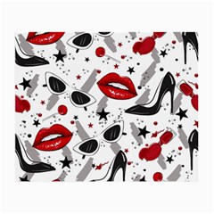 Red Lips Black Heels Pattern Small Glasses Cloth (2 Sides)