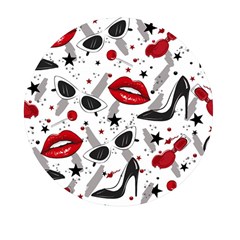 Red Lips Black Heels Pattern Mini Round Pill Box (pack Of 3)