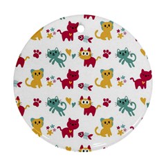 Pattern With Cute Cats Ornament (round)