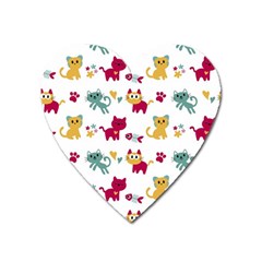 Pattern With Cute Cats Heart Magnet